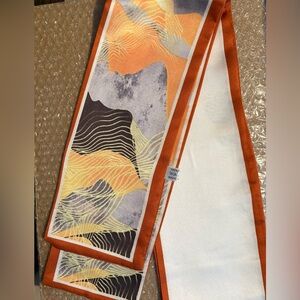 Elegant Orange and Gray Hair Scarf